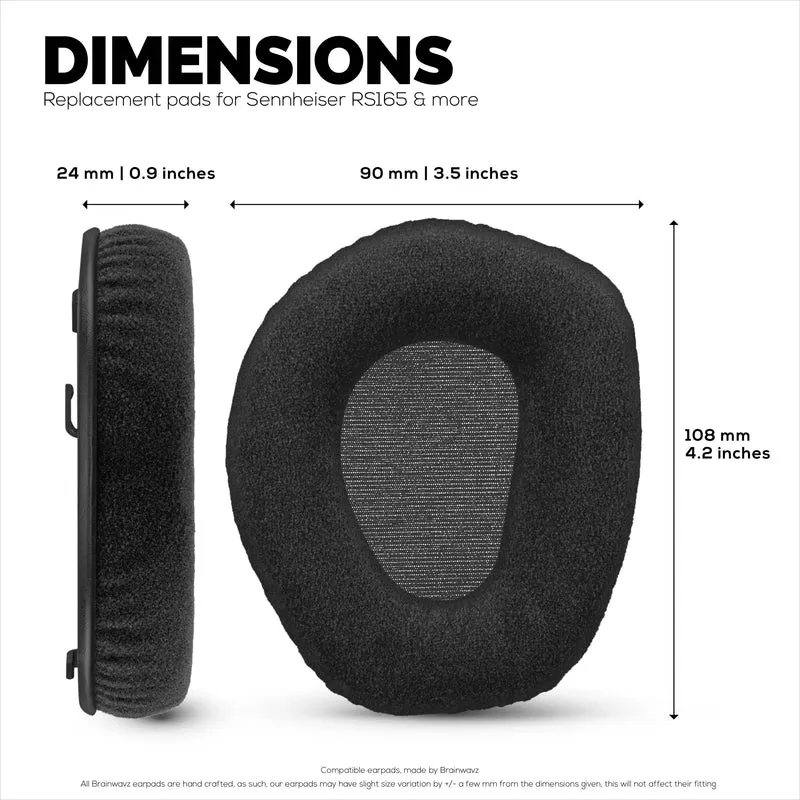 Alas Telinga Velour untuk Fon Kepala SENNHEISER RS165, RS175, RS185 & RS195 - Pad Telinga Buih Lembut, HDR165, HDR175, HDR185, HDR195