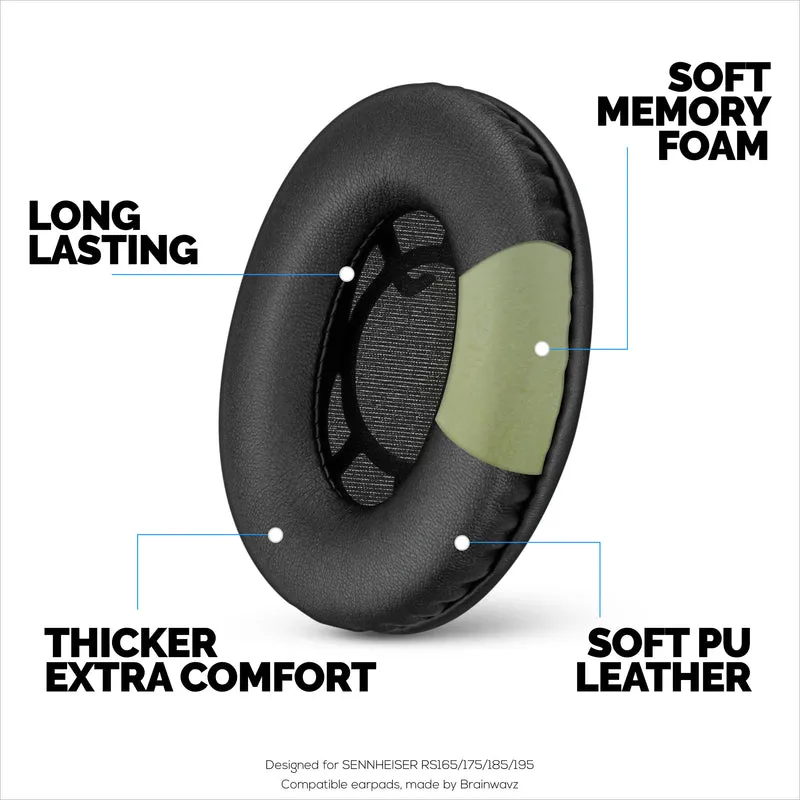 Ersatz-Ohrpolster für SENNHEISER-Kopfhörer RS120, RS110, RS115, RS117, RS119 – Ohrpolster aus weichem PU-Leder und Schaumstoff – HDR 120, HDR100, HDR110, HDR117, HDR119