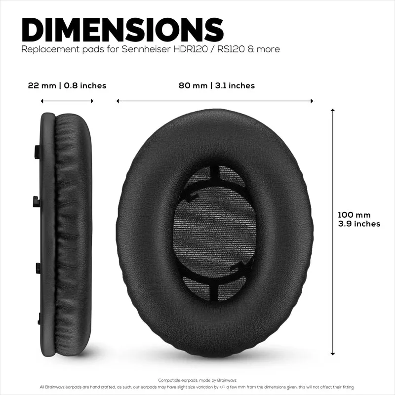 Ersatz-Ohrpolster für SENNHEISER-Kopfhörer RS120, RS110, RS115, RS117, RS119 – Ohrpolster aus weichem PU-Leder und Schaumstoff – HDR 120, HDR100, HDR110, HDR117, HDR119