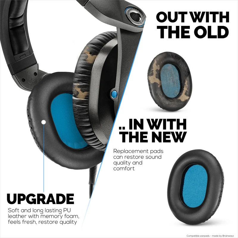 Ersatz-Ohrpolster für Sennheiser HD8/HD8 DJ/HD6 Mix-Kopfhörer – weiches PU-Leder und Memory-Schaum.