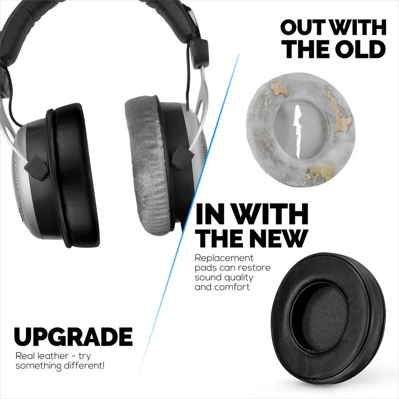 Pad Telinga Kulit Bebiri untuk Fon Kepala Siri BEYERDYNAMIC DT880, DT531, DT690, DT811, DT880, DT911, DT931 & DT990