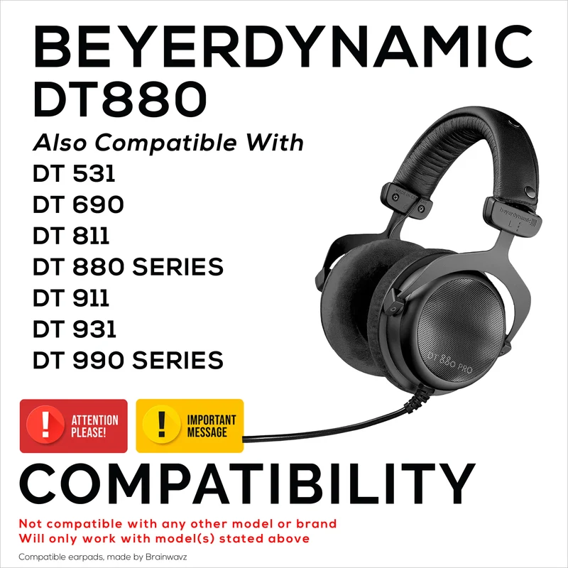 Velours-Ohrpolster für BEYERDYNAMIC DT880, DT531, DT690, DT811, DT880-Serie, DT911, DT931 und DT990-Serie