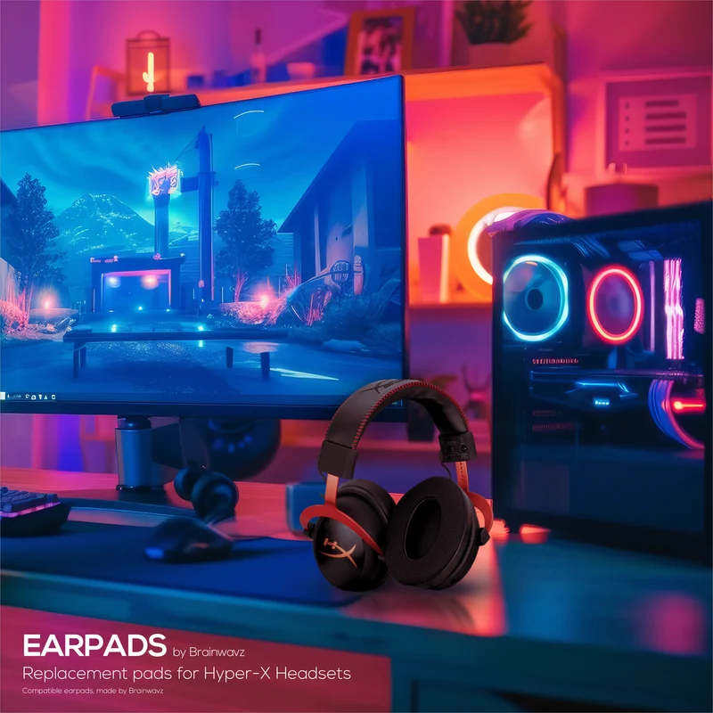 Hybrid-Ohrpolster für HyperX Cloud 1, 2/2 Wireless, Core, Flight/Flight S, Alpha/Alpha S Headsets und mehr, weiches, atmungsaktives Gewebe, kühlendes Gel, zusätzlicher Komfort, langlebig und langlebig