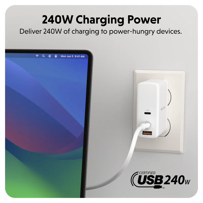 HyperJuice 240W Silikon USB-C zu USB-C Kabel (3ft/1m) - Weiß
