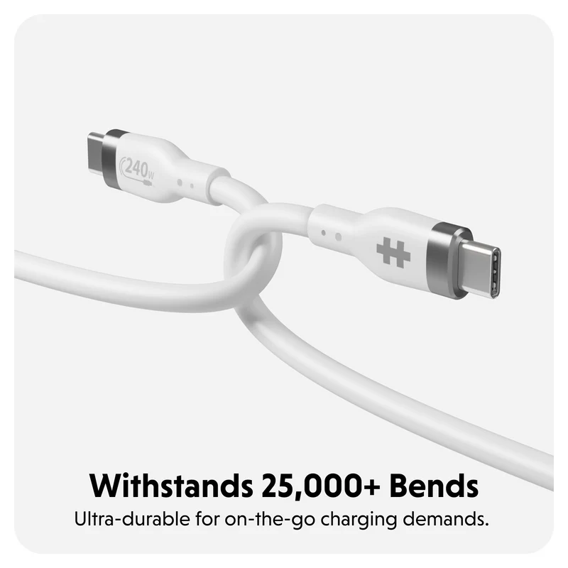 HyperJuice 240W Silikon USB-C zu USB-C Kabel (3ft/1m) - Weiß
