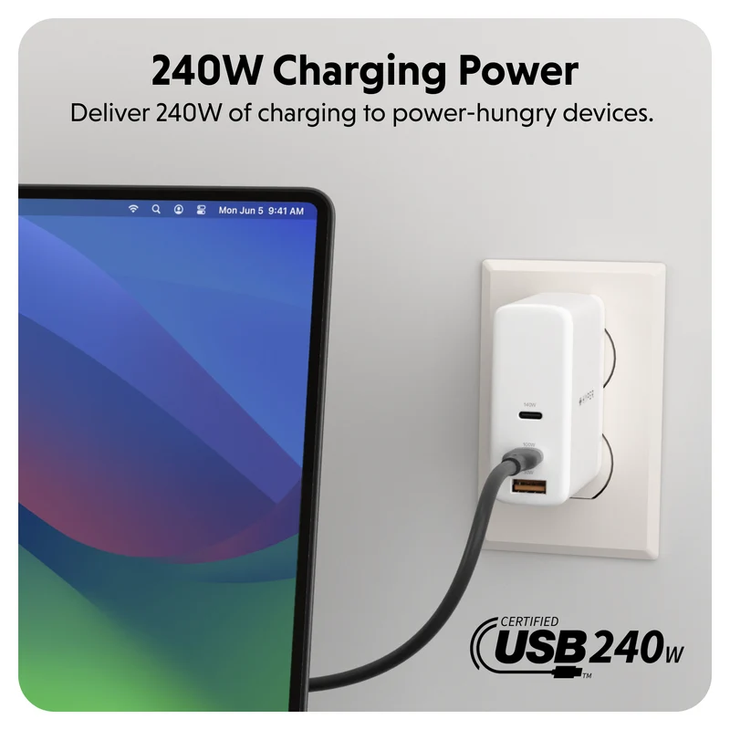 HyperJuice 240W Silikon USB-C zu USB-C Kabel (3ft/1m) - Schwarz