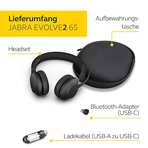 Jabra Evolve2 65 Wireless Headset – Noise Cancelling, mit langer Akkulaufzeit