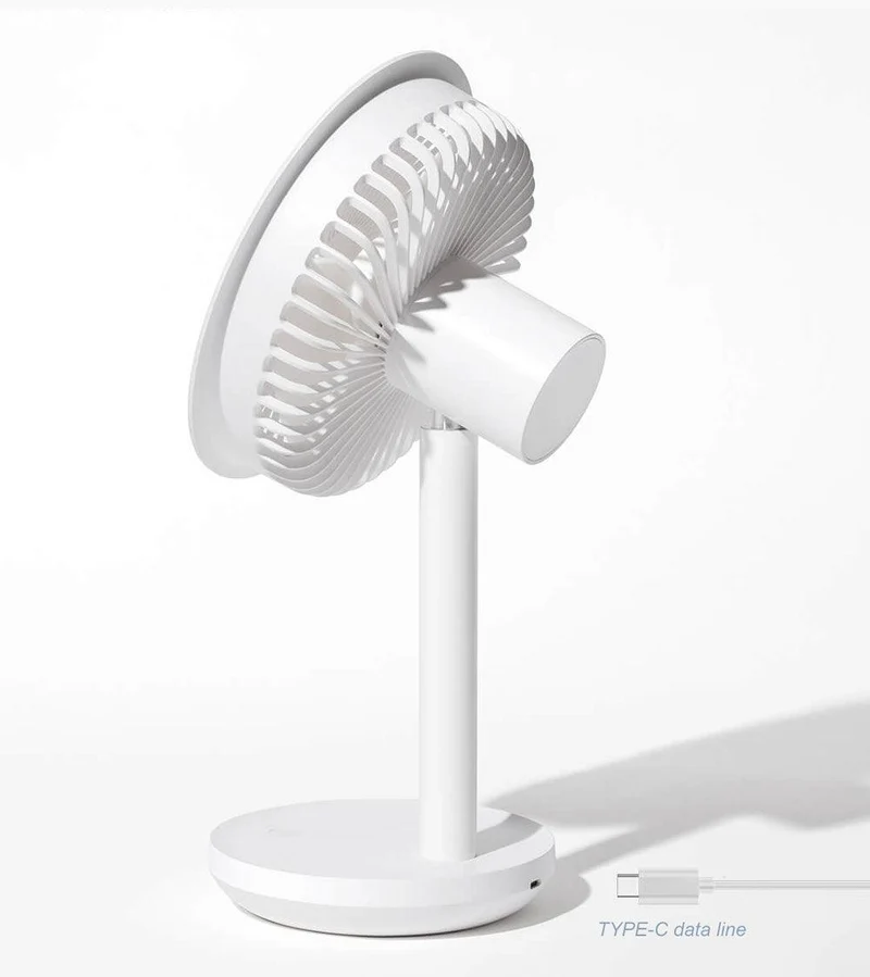 Mobiler Schreibtisch Ventilator mit integriertem Licht und wiederaufladbarem Akku (4000mAh) um 60 Grad drehbar