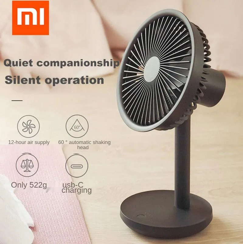 Mobiler Schreibtisch Ventilator mit integriertem Licht und wiederaufladbarem Akku (4000mAh) um 60 Grad drehbar