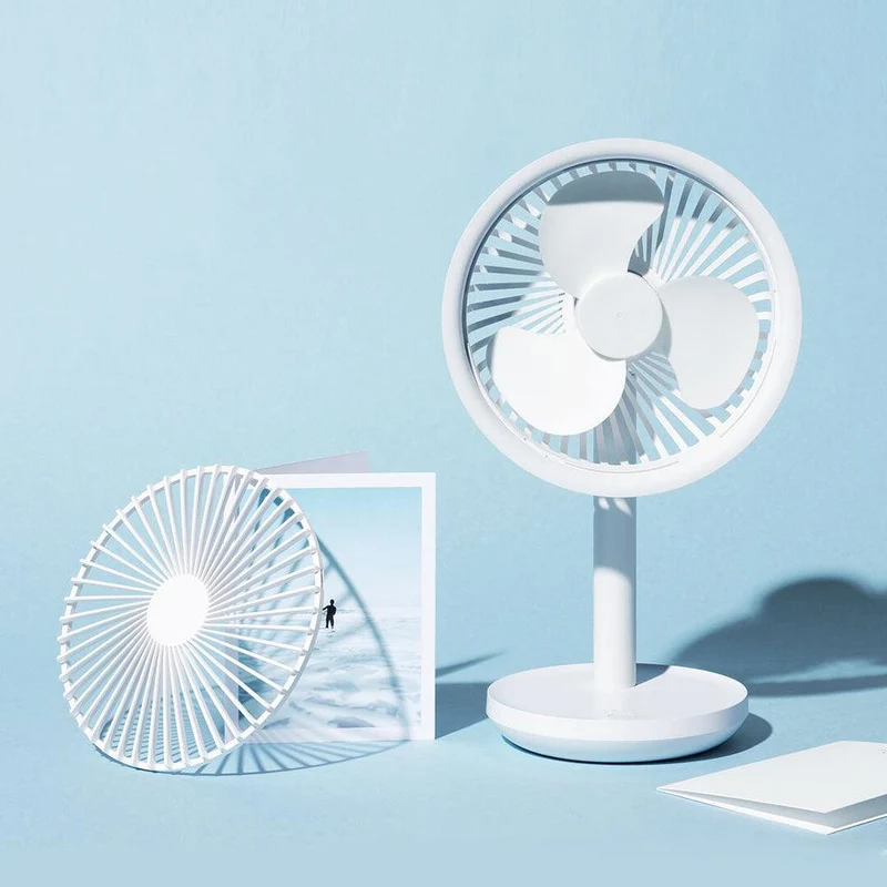 Mobiler Schreibtisch Ventilator mit integriertem Licht und wiederaufladbarem Akku (4000mAh) um 60 Grad drehbar