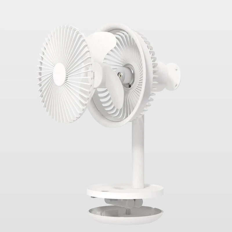 Mobiler Schreibtisch Ventilator mit integriertem Licht und wiederaufladbarem Akku (4000mAh) um 60 Grad drehbar