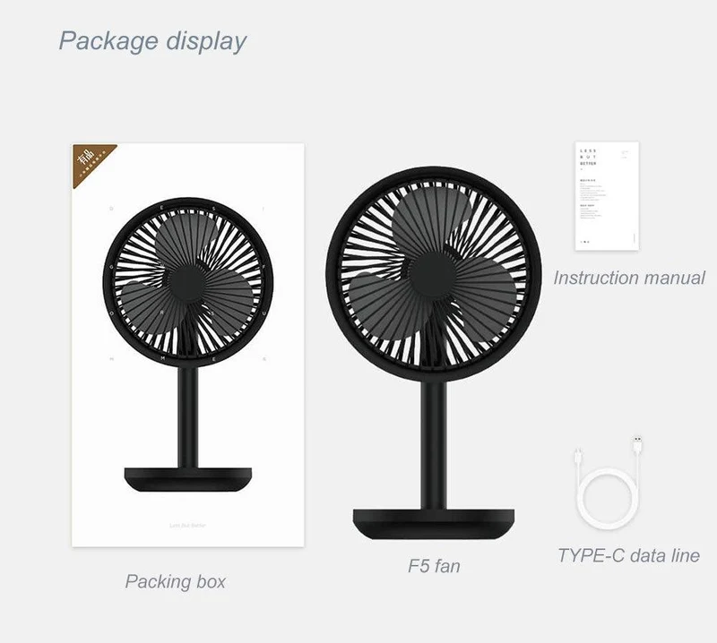Mobiler Schreibtisch Ventilator mit integriertem Licht und wiederaufladbarem Akku (4000mAh) um 60 Grad drehbar