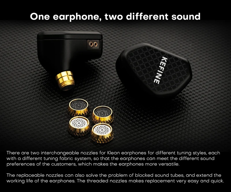 【KEFINE Klean】10mm DLC Diaphragm DD in Ear Earphones, Two Interchangeable Nozzles,Two different Sound