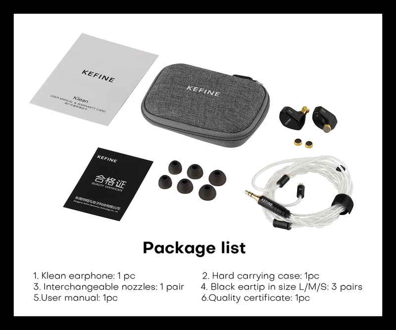 【KEFINE Klean】10mm DLC Diaphragm DD in Ear Earphones, Two Interchangeable Nozzles,Two different Sound