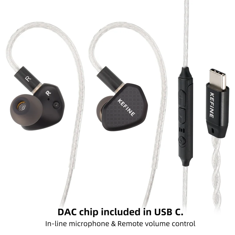【KEFINE Klean】10mm DLC Diaphragm DD in Ear Earphones, Two Interchangeable Nozzles,Two different Sound