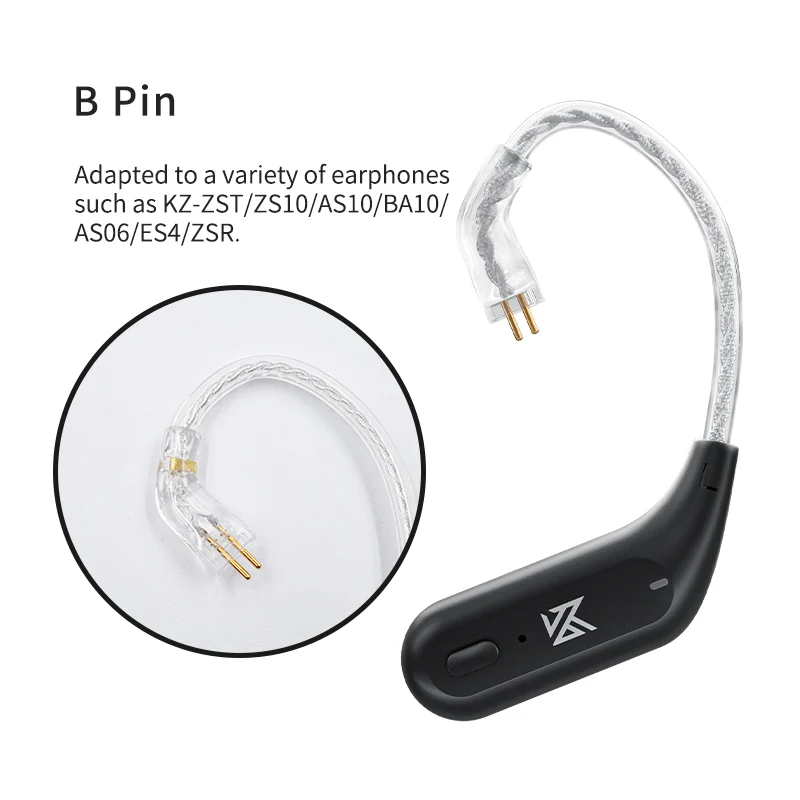【KZ-AZ09】 Bluetooth 5.4 Ear Hook – Convert Wired IEMs to Wireless with AAC & Dual Host, Bluetooth 5.4 Module, TWS Waterproof Earhook, Long Battery Life