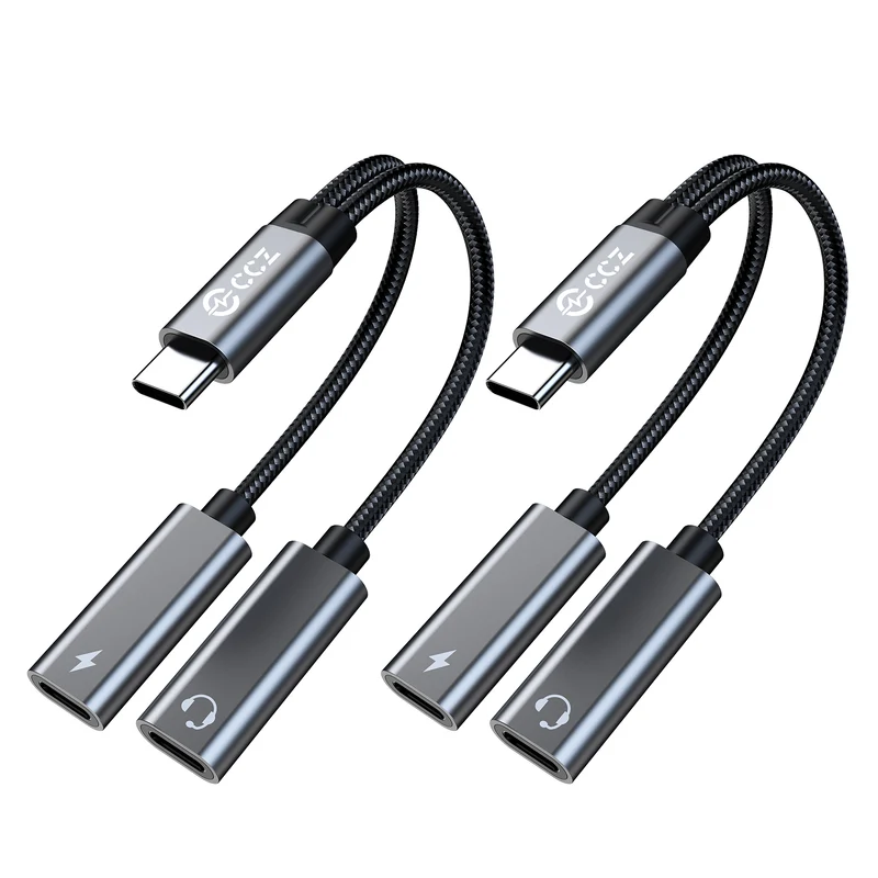 【CCZ CA01——Clearance】2 in 1 Decoding Adapter Type C to Type C, 3.5mm to Type C Headphone and Charding Adapter