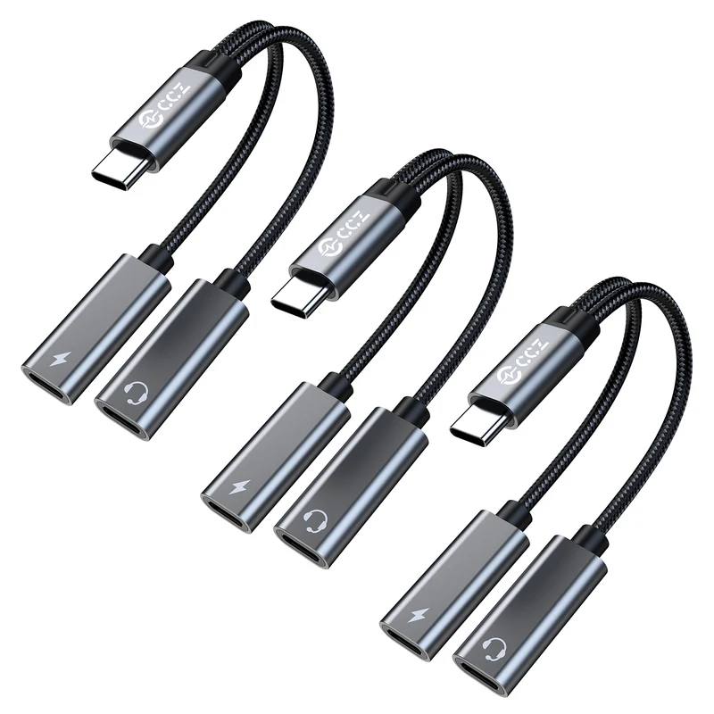 【CCZ CA01——Clearance】2 in 1 Decoding Adapter Type C to Type C, 3.5mm to Type C Headphone and Charding Adapter