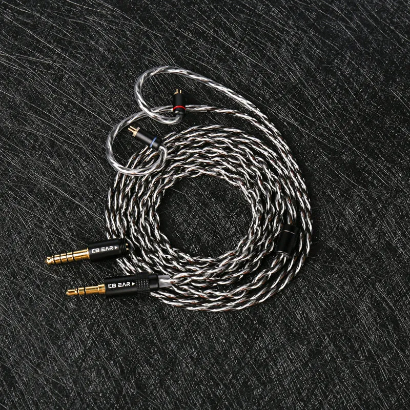 【KBEAR P34】5N 2-Strands 98-Core OFC Silver-Plated HiFi Earphone Upgrade Cable Interchangeable Plug Design