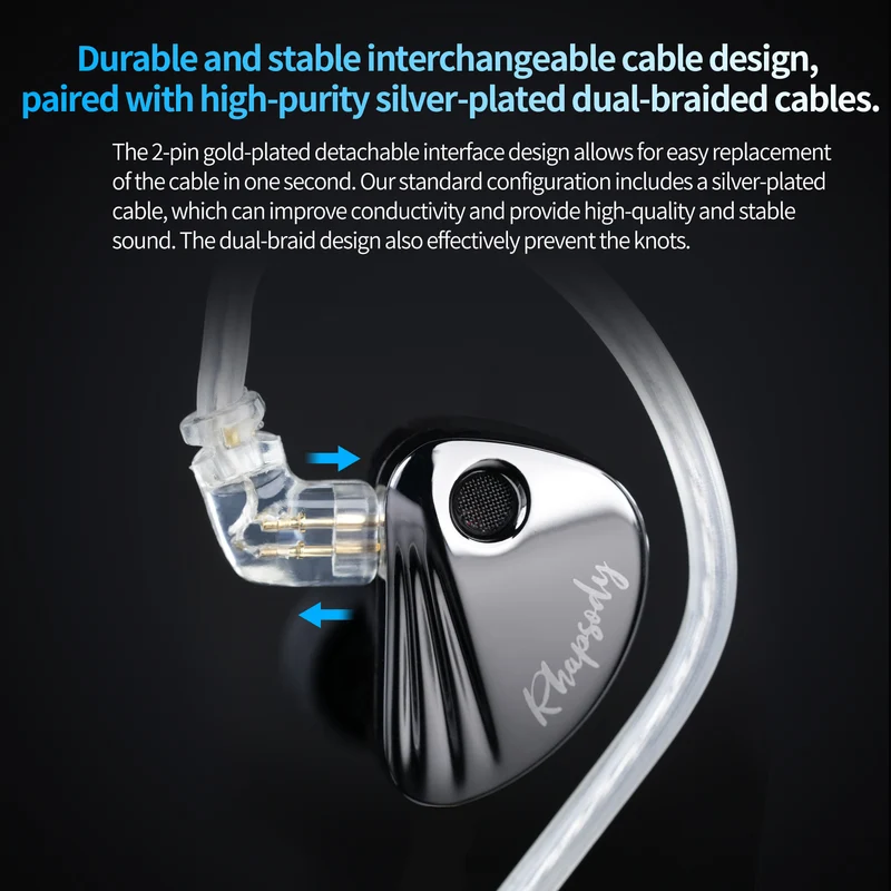 【CCA Rhapsody】2DD+4BA Hybrid Driver HiFi IEMs Earphones with 4 Tuning Switches