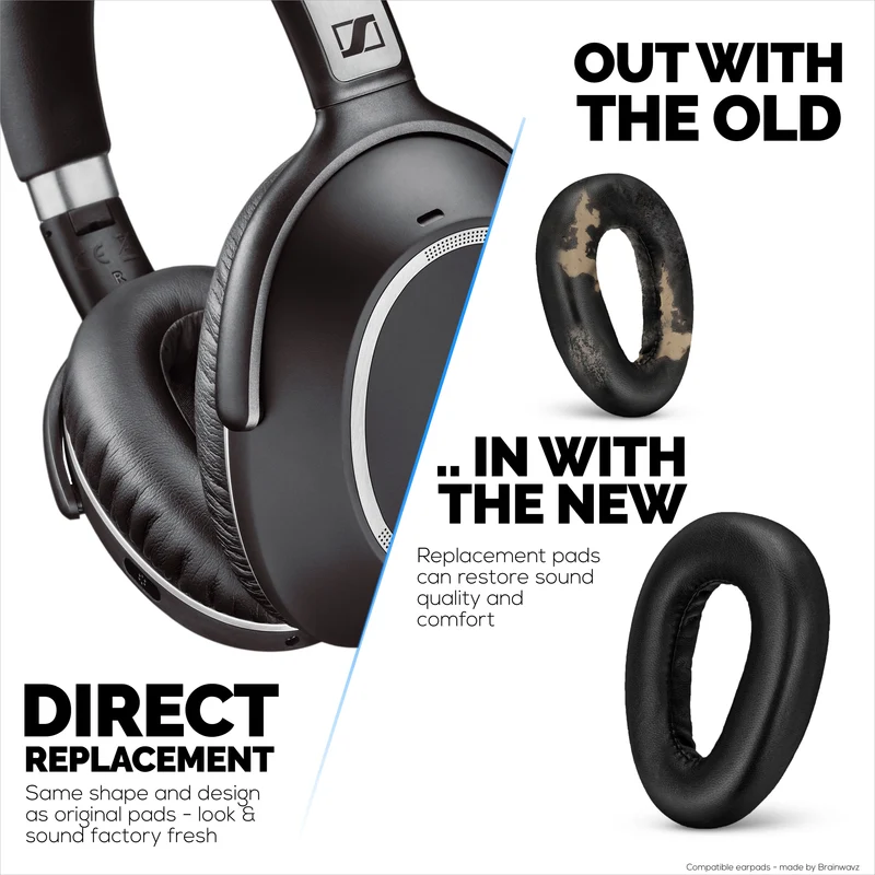 Pad Telinga Kulit Sheepskin untuk Sennheiser PXC480, PXC550, PXC 550-II, MB660 UC, MB 660 MC Fon Kepala, Lembut, Kusyen Gantian, Keselesaan Tambahan