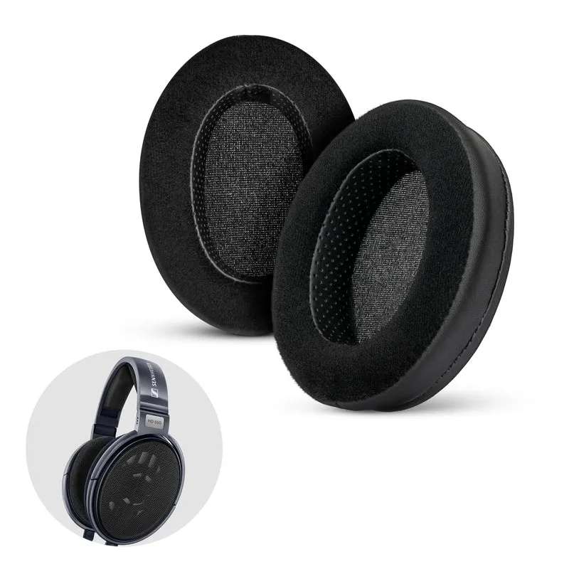 Pad Telinga Tebal Hibrid untuk Sennheiser HD600, HD650, HD660S, HD525, HD535, HD545, & Massdrop HD58X, Fon Kepala HD6XX - Buih Memori dengan Velor & Bahan Hibrid Kulit PU