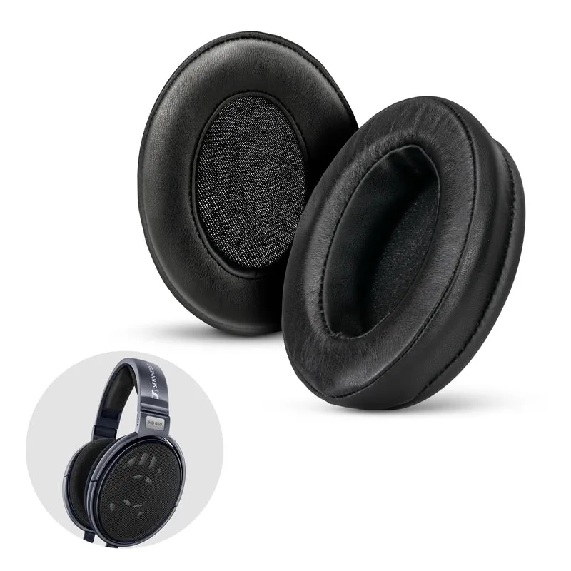 Pad Telinga Kulit Biri-biri untuk Sennheiser HD600, HD650, HD660S, HD525, HD535, HD545, & Massdrop HD58X, Fon Kepala HD6XX - Buih Memori dengan Kulit Kulit Bebiri Lembut