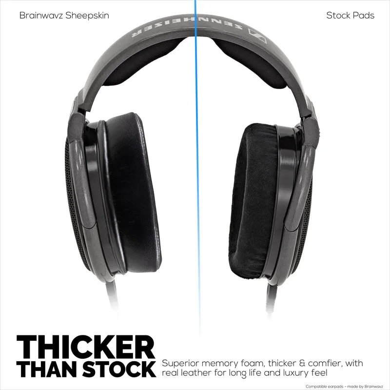 Pad Telinga Kulit Biri-biri untuk Sennheiser HD600, HD650, HD660S, HD525, HD535, HD545, & Massdrop HD58X, Fon Kepala HD6XX - Buih Memori dengan Kulit Kulit Bebiri Lembut