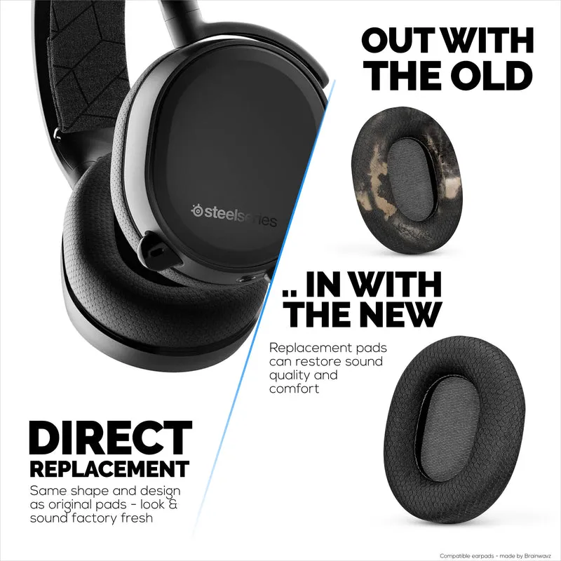 Ersatz-Ohrpolster für Steelseries Arctis 1, 3, 5, 7, 9, PRO & PRIME Headsets, weiches, atmungsaktives Gewebe, zusätzlicher Komfort