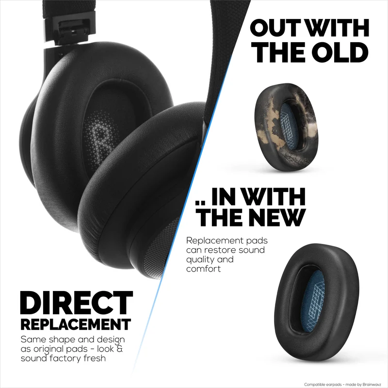 Ersatz-Ohrpolster für JBL E65 (E65BT E65BTNC), Live 650 (650NC 650BTNC), Live 660 (660NC 660BTNC) und Duet NC, weiche PU-Lederkissen