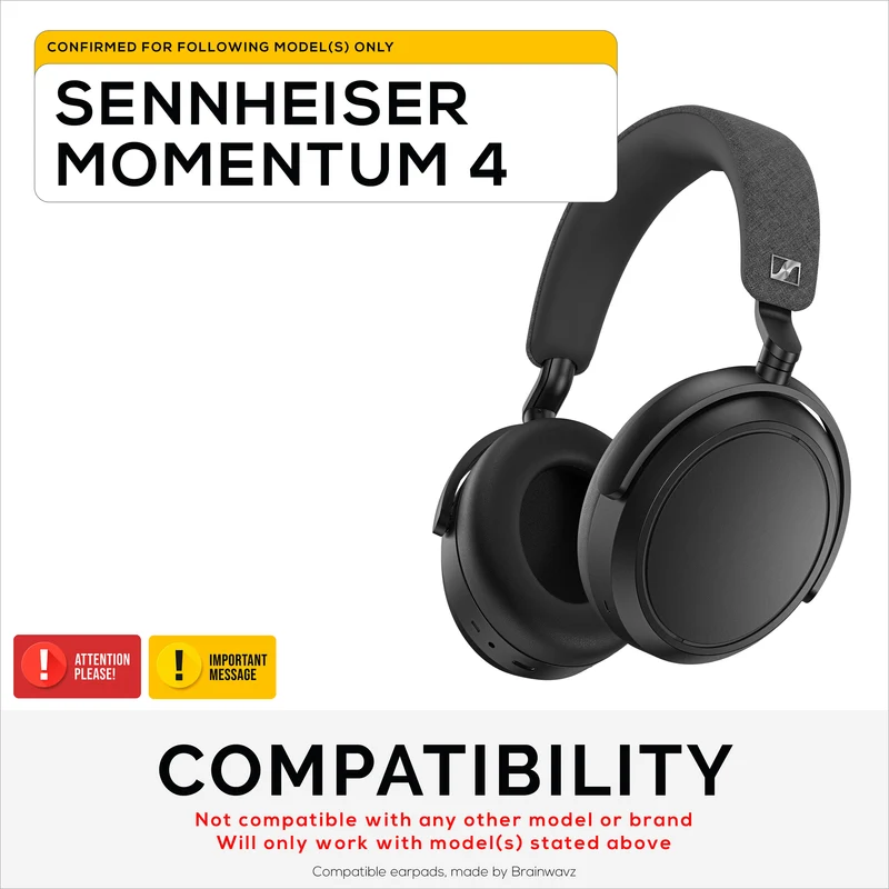 Ersatz-Ohrpolster für Sennheiser Momentum 4 Wireless-Kopfhörer mit weichem PU-Leder und Memory-Schaum