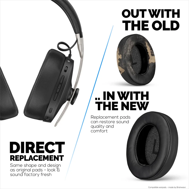 Sennheiser Momentum 3 Ersatz-Ohrpolster mit dickem Memory-Schaum und weichem PU-Leder