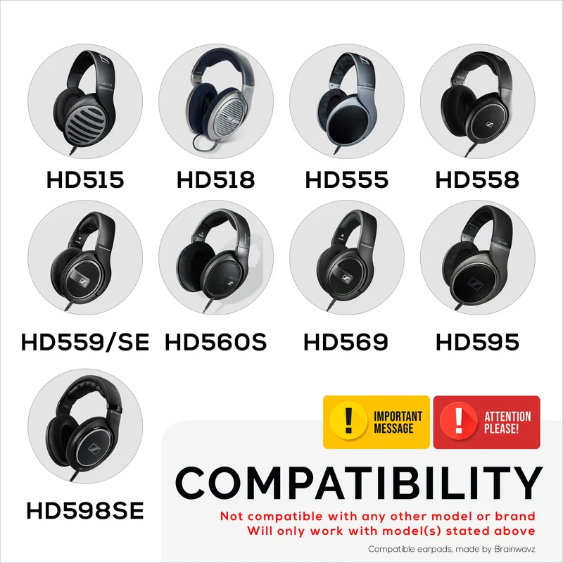 Ersatz-Ohrpolster für Sennheiser HD598 (CS/SE/SR), HD599, HD558, HD518, HD595, HD569, HD579, HD560S, HD555, HD515, HD559 Kopfhörer, Veloursschwarz