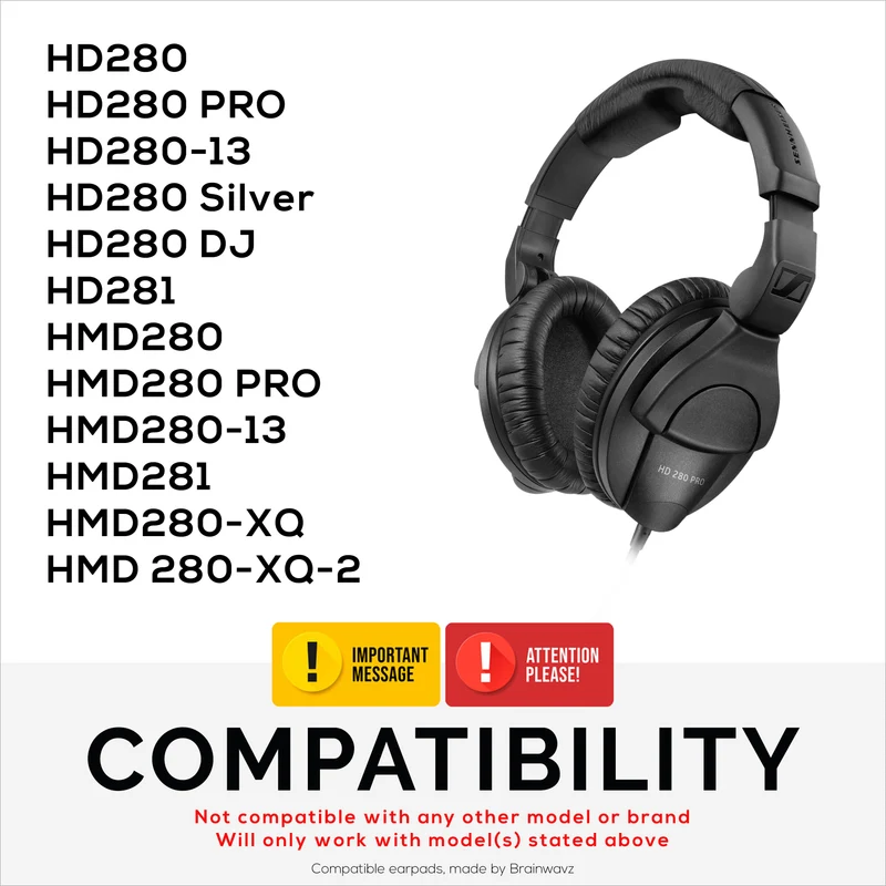 Pad Telinga Gantian untuk Fon Kepala Sennheiser HD280 PRO, HD280 SILVER, HD281, HMD280 PRO, HMD281, HMD280-XQ
