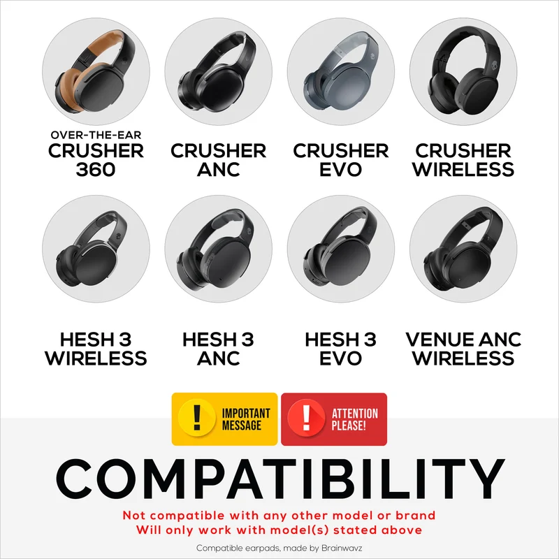 Ersatz-Ohrpolster für Skullcandy Crusher Wireless, Hesh 3/ANC/EVO, Venue ANC und mehr – besonders bequemer Schaumstoff, Haltbarkeit und Geräuschisolierung