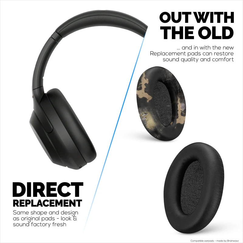 Sony WH-1000XM4 Ersatz-Ohrpolster – Ohrpolster aus weichem PU-Leder und Memory-Schaum für zusätzlichen Komfort, einfache und schnelle Installation