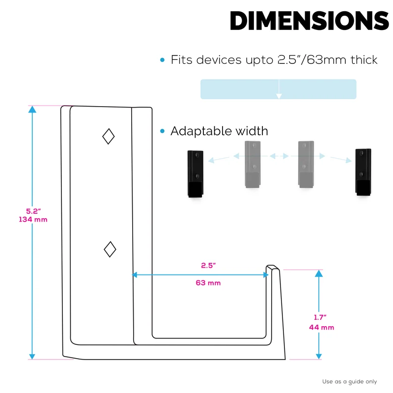 2.5"-Eckkabelbox und Router-Wandhalterung, selbstklebend und schraubbar, für Netzwerk-Switch, Modem, Mesh-WLAN, Apple TV, Kameras, Lautsprecher und mehr, Geräte mit einer Dicke von bis zu 2.5"/63 mm