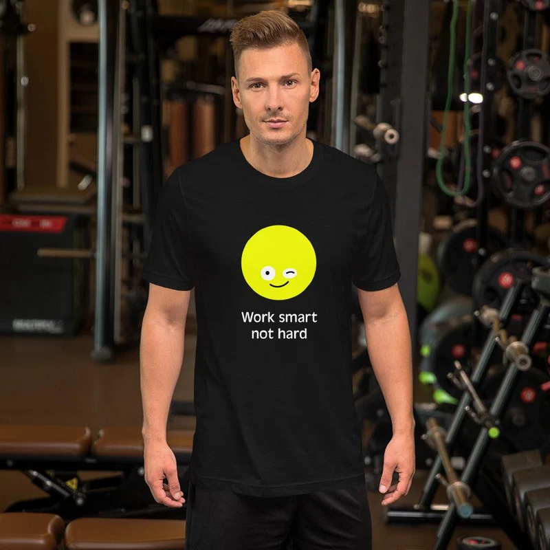 Kurzärmeliges Unisex-T-Shirt "Work smart not hard" Black Edition