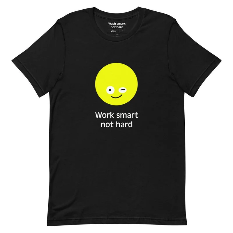 Kurzärmeliges Unisex-T-Shirt "Work smart not hard" Black Edition