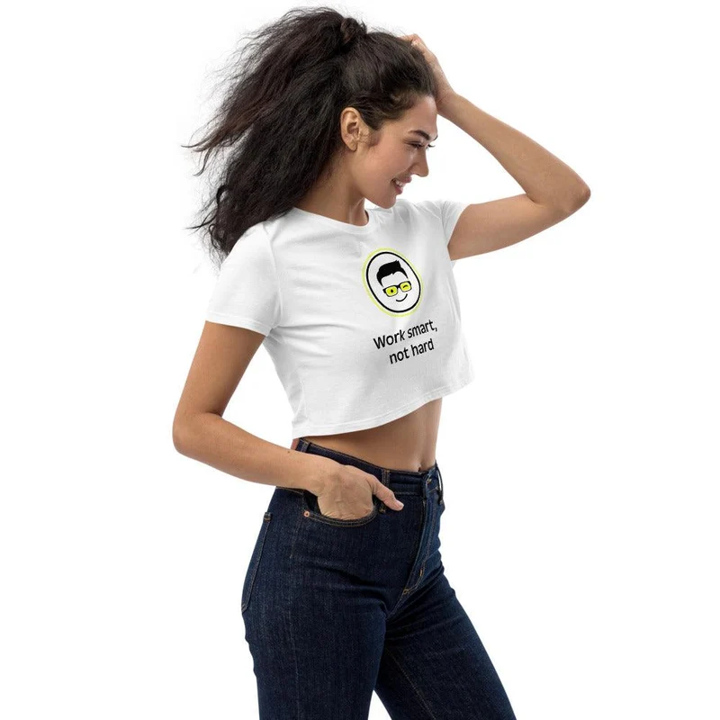 Crop-Top aus Bio-Baumwolle "Work smart not hard"