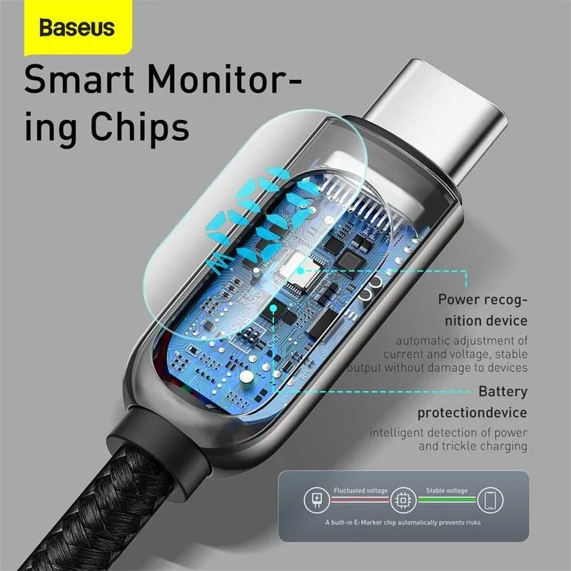 Smartes Schnell-Ladekabel USB Type C mit LED Display (bis 100W)