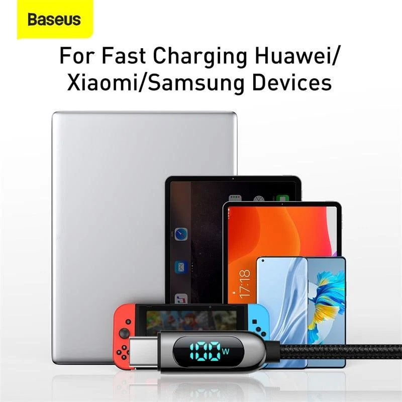 Smartes Schnell-Ladekabel USB Type C mit LED Display (bis 100W)