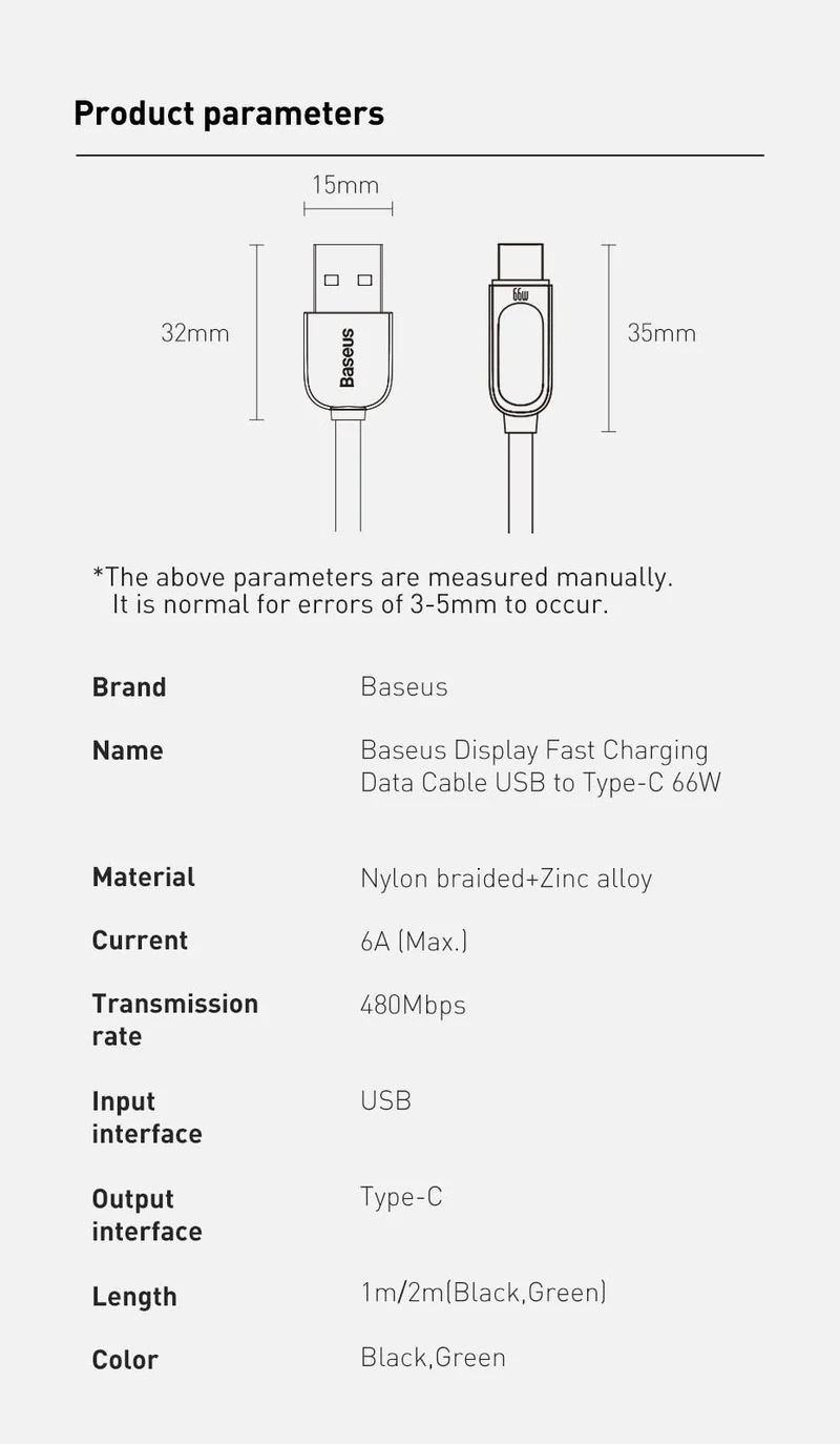 Smartes Schnell-Ladekabel USB Type C mit LED Display (bis 100W)