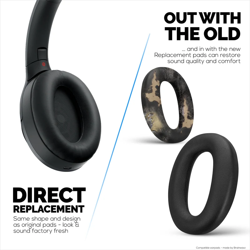 Sony WH-1000XM2 & MDR-1000X Ersatz-Ohrpolster – Ohrpolster aus weichem PU-Leder und Memory-Schaum für zusätzlichen Komfort, einfache und schnelle Installation