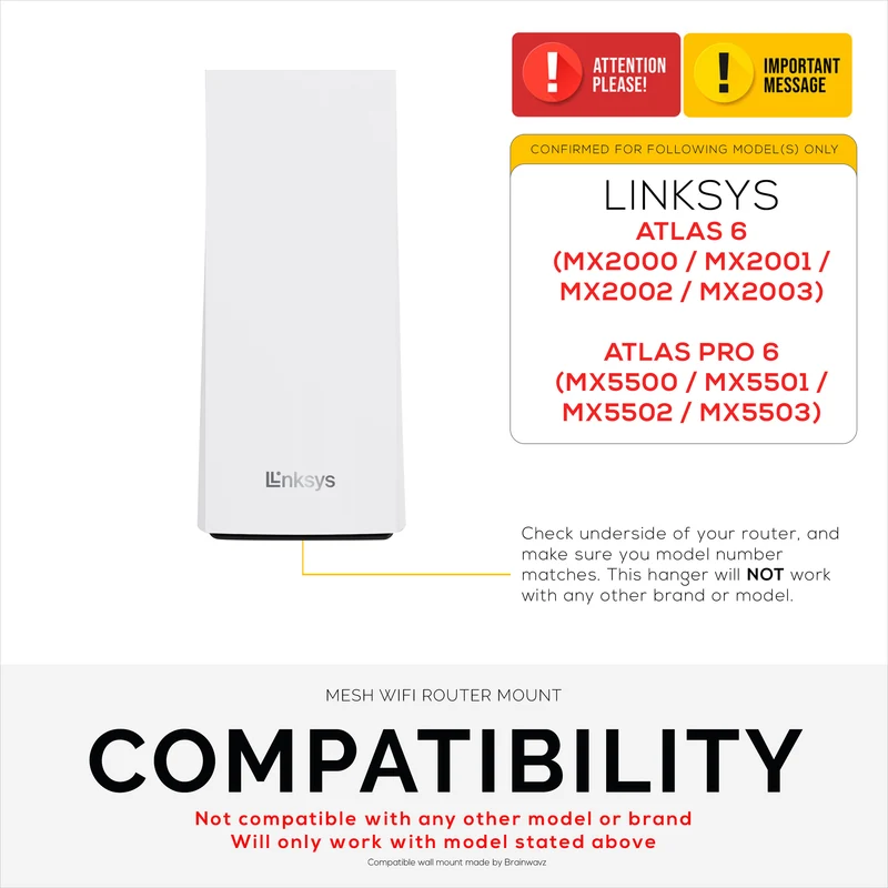 Wandhalterung für Linksys Atlas 6 / Atlas Pro 6 WLAN-Router, einfach zu installierende Halterung, reduziert Störungen und Unordnung