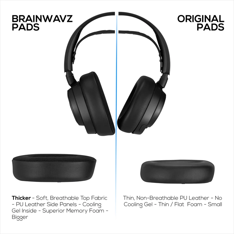 Steelseries Arctis Nova Pro Wireless, Omni & Elite Ohrpolster – Hybrid-Gel und Memory-Schaum für erhöhte Dicke, Haltbarkeit und Geräuschisolierung