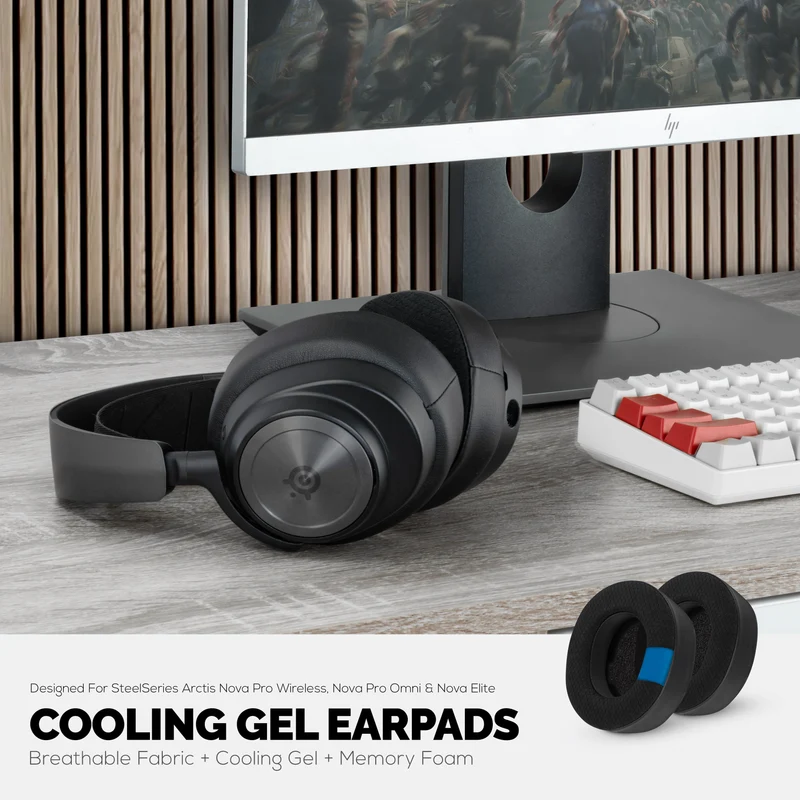 Steelseries Arctis Nova Pro Wireless, Omni & Elite Ohrpolster – Hybrid-Gel und Memory-Schaum für erhöhte Dicke, Haltbarkeit und Geräuschisolierung
