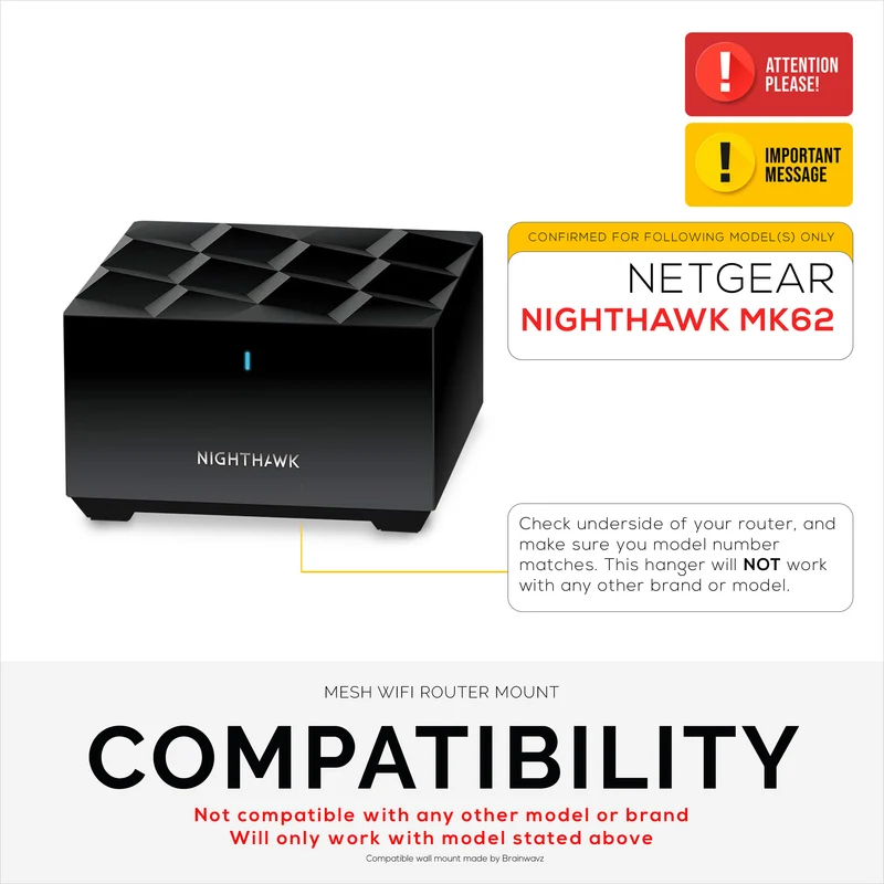 Schraubenlose Wandhalterung für Netgear Nighthawk MK62 Router, starker VHB-Kleber, einfach zu installierende Halterung, reduziert Störungen und erhöht die Reichweite, Montage zum Aufkleben und Einschrauben
