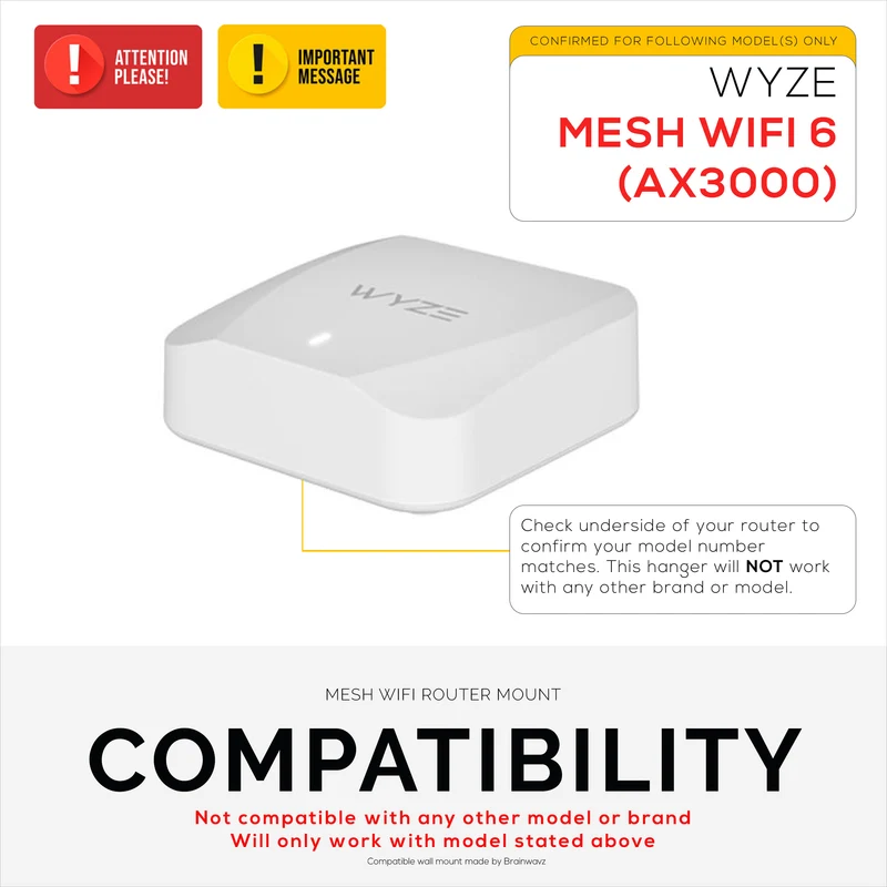 Schraubenlose Wandhalterung für Wyze WiFi 6 AX3000 Mesh-Router, starker VHB-Kleber, einfach zu installieren, reduziert Störungen und erhöht die Reichweite, Montage zum Aufkleben und Einschrauben