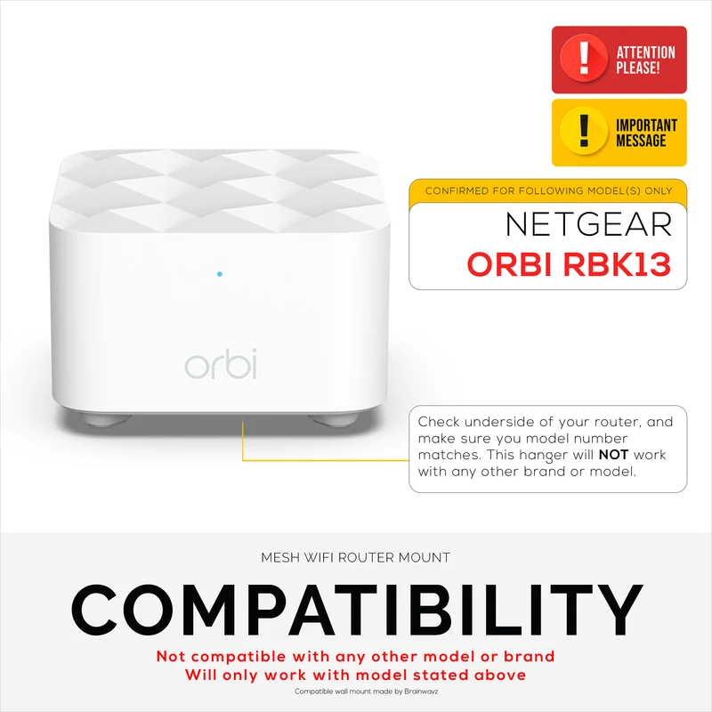 Selbstklebende Wandhalterung für Netgear Orbi RBK13 Router, starker VHB-Kleber, einfach zu installieren, reduziert Störungen und erhöht die Reichweite, Montage zum Aufkleben und Einschrauben